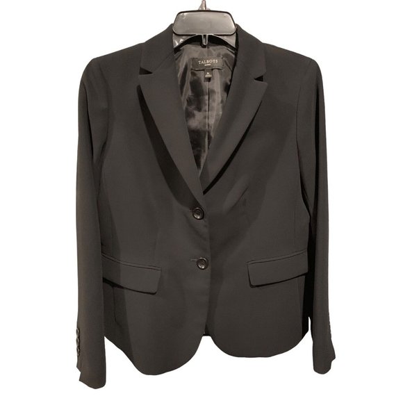 Talbots Women's Polyester Lined Black Blazer Two Button Pocket Size 8P - Picture 1 of 3